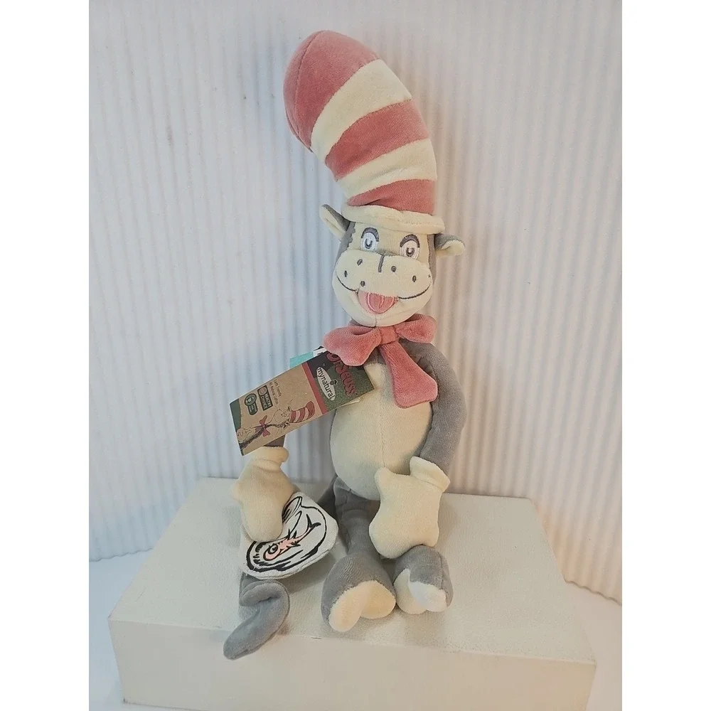 My Natural Dr. Seuss Cat in Hat Gray and Pink Plush Stuffed Animal PLUSH NWT